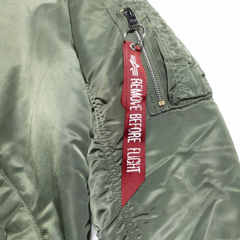 Alpha Industries Bomber Jacket Men's Medium MA-1 USAF Flight Style Green Zip