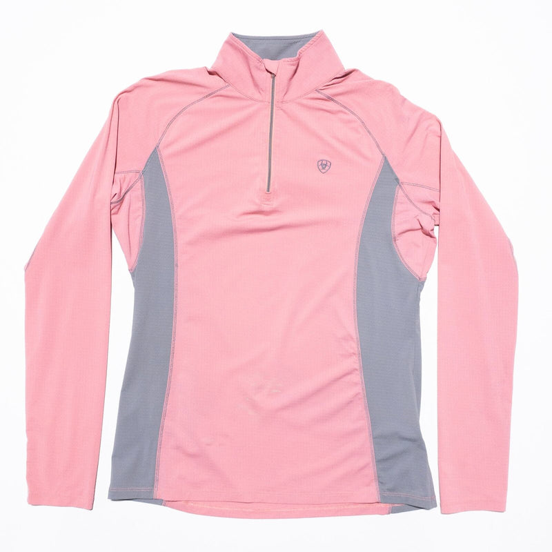 Ariat Tek Heat Series 1/4 Zip Women Fits Large Pink Pullover Lightweight Wicking