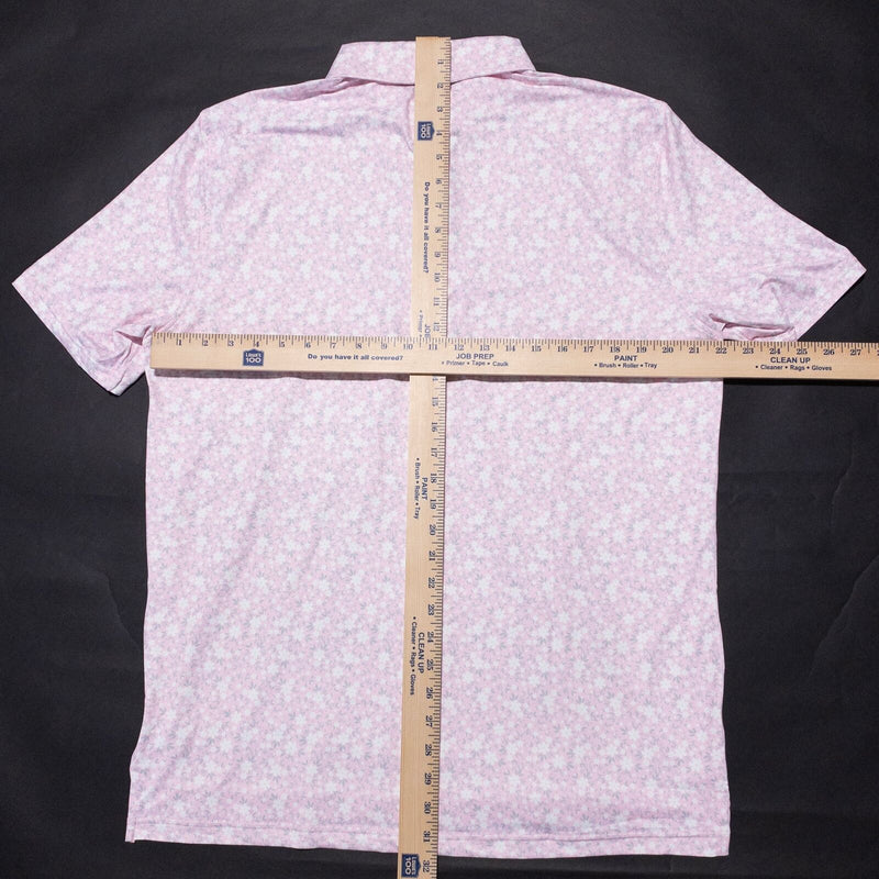 1764 Golf Polo Men's Large Pink Floral Shirt Signature Collection Wicking