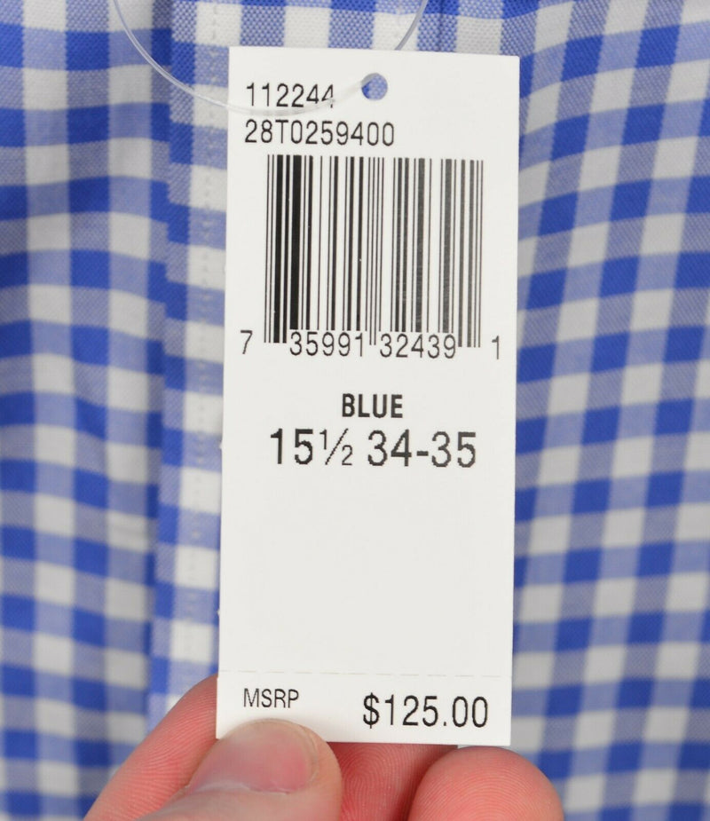 Todd Snyder Men's 15.5 34/35 (Medium) Blue Gingham Check Button-Front Shirt