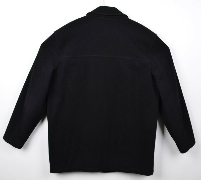 J. Crew Men's Large Black Wool Peacoat Thinsulate Quilt Lined University Coat