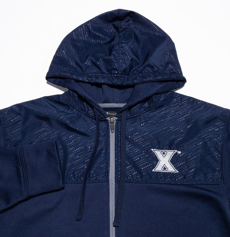 Xavier University Jacket Men's Medium Champion Hooded Full Zip Navy Blue