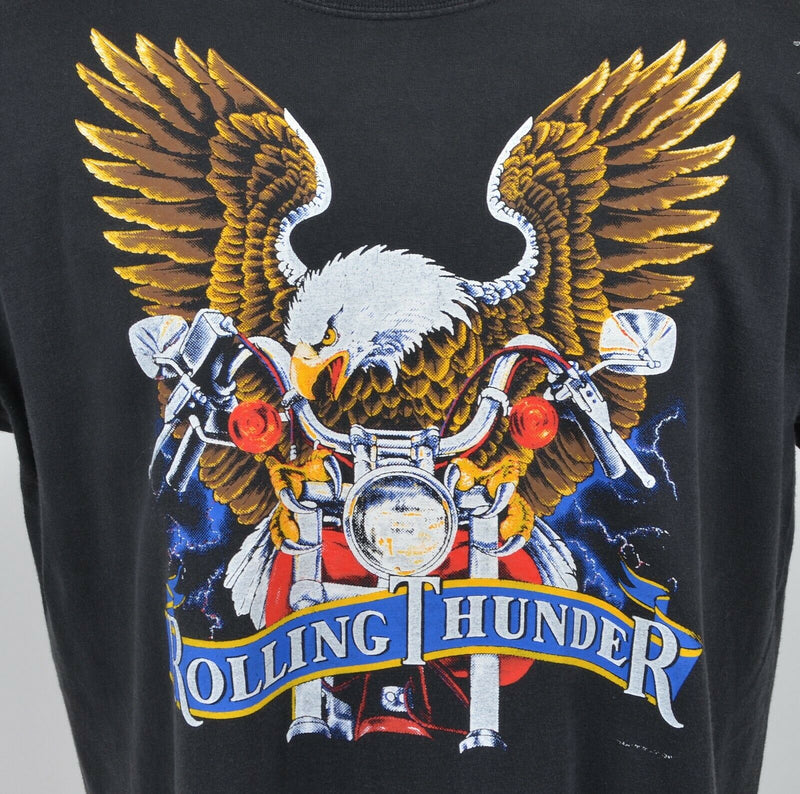 Vintage 1990s Rolling Thunder Men's Sz 2XL? 3D Eagle Motorcycle Biker T-Shirt