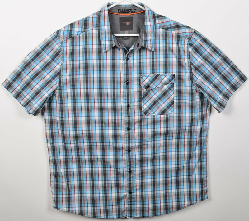 5.11 Tactical Men's Large Snap-Front Conceal Carry QuickDraw Blue Plaid Shirt