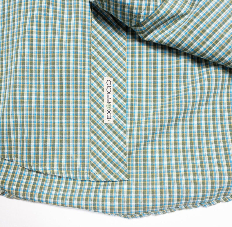 ExOfficio Men's Shirt Medium Vented Snap Trip'r Check LS Green Check Travel