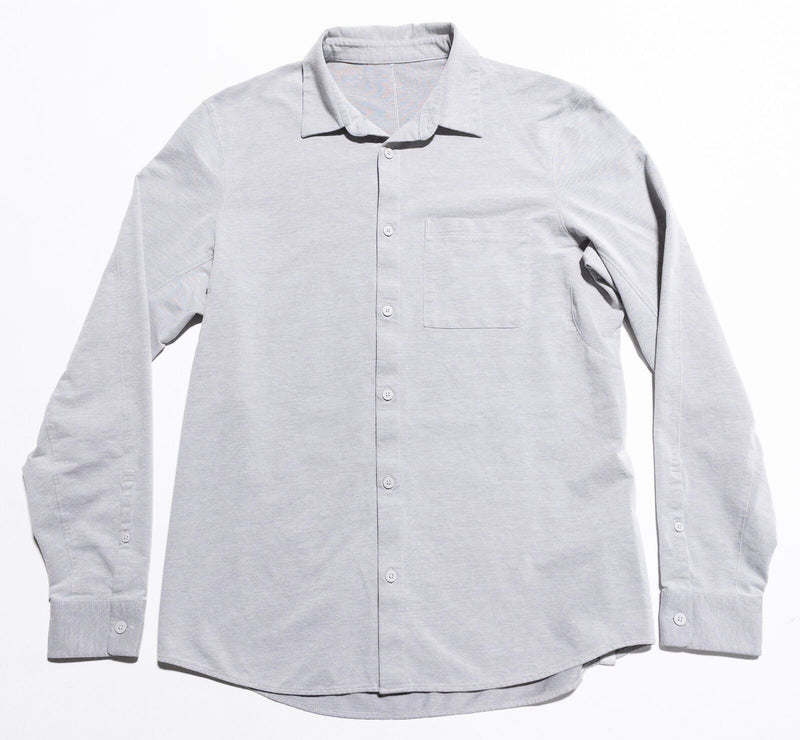 Lululemon Commission Shirt Men's Fits Small/Medium Button-Up Light Gray Oxford