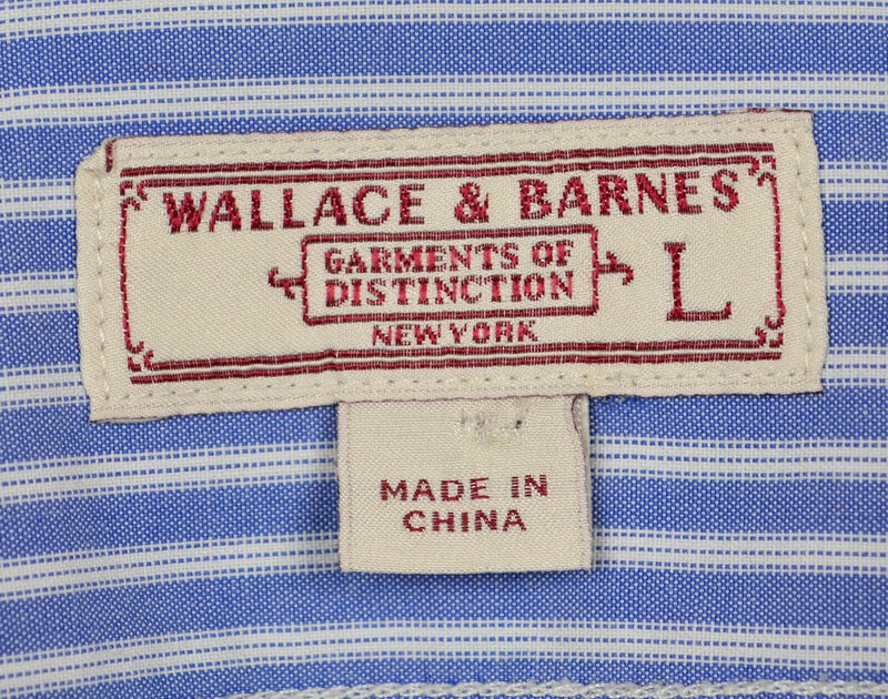 Wallace & Barnes Men's Sz Large Blue White Striped J. Crew Button-Front Shirt