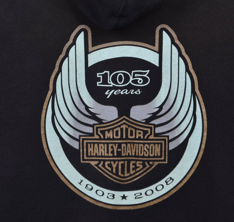 Harley-Davidson Men's Large 105th Anniversary Black Full Zip Biker Hoodie