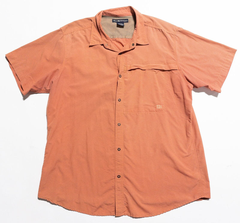 ExOfficio Fishing Shirt Men's 2XL Snap-Front Vented Orange Striped Travel
