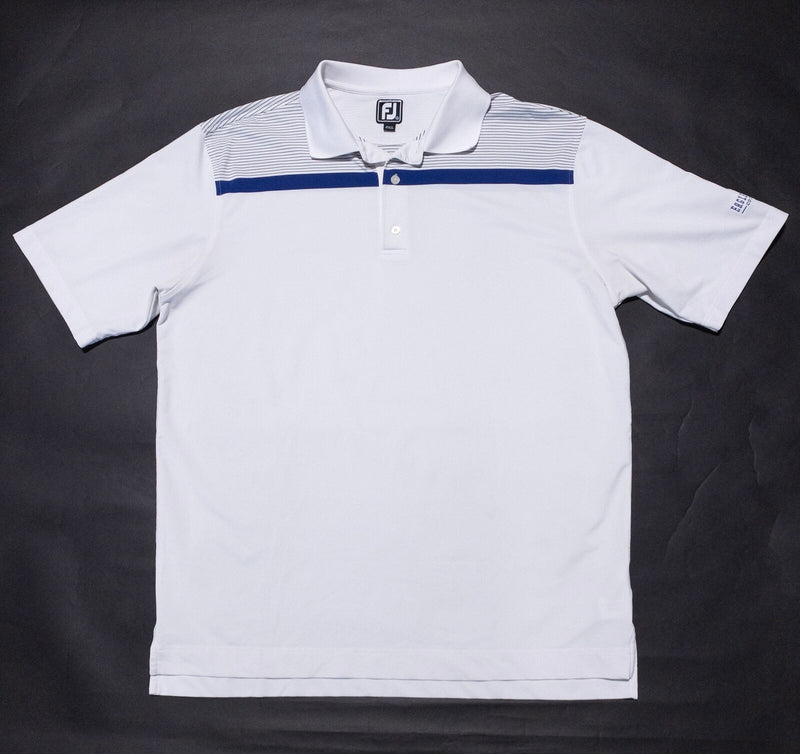 FootJoy Golf Polo Men 2XL Athletic Fit White Striped Wicking Stretch Eagle Brook