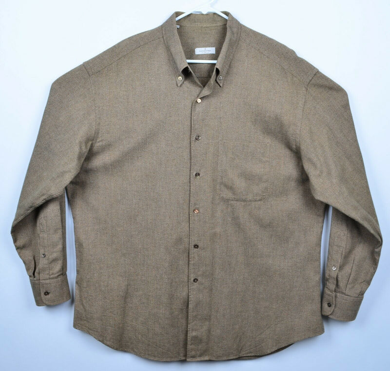 Ermenegildo Zegna Soft Men's Sz 18 2XL Made in Italy Brown Button-Down Shirt