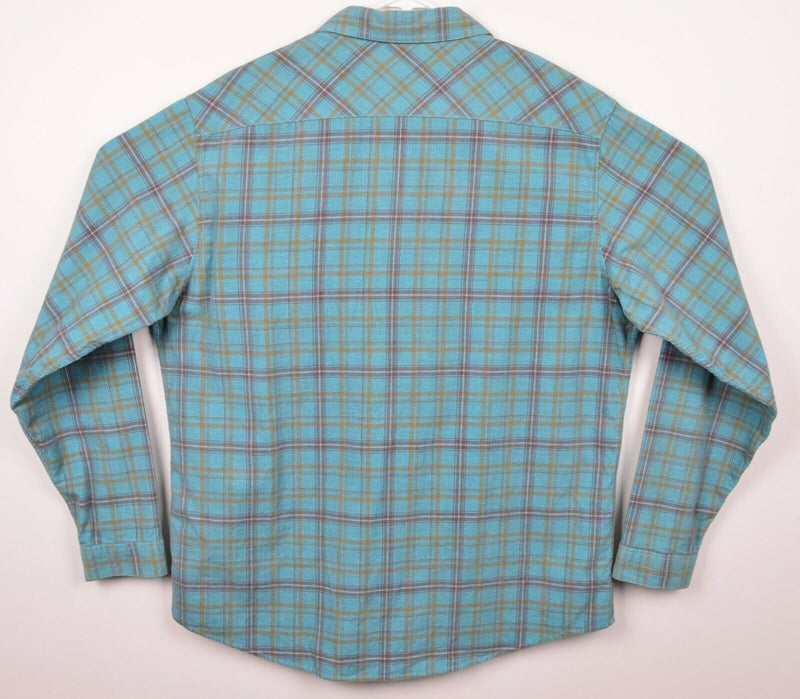 Carbon 2 Cobalt Men's Sz Large Corduroy Teal Blue/Green Plaid Button-Front Shirt