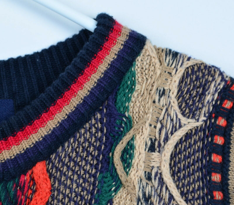 Vtg 90s Cotton Traders Men's Large Textured 3D Biggie Hip Hop Colorful Sweater