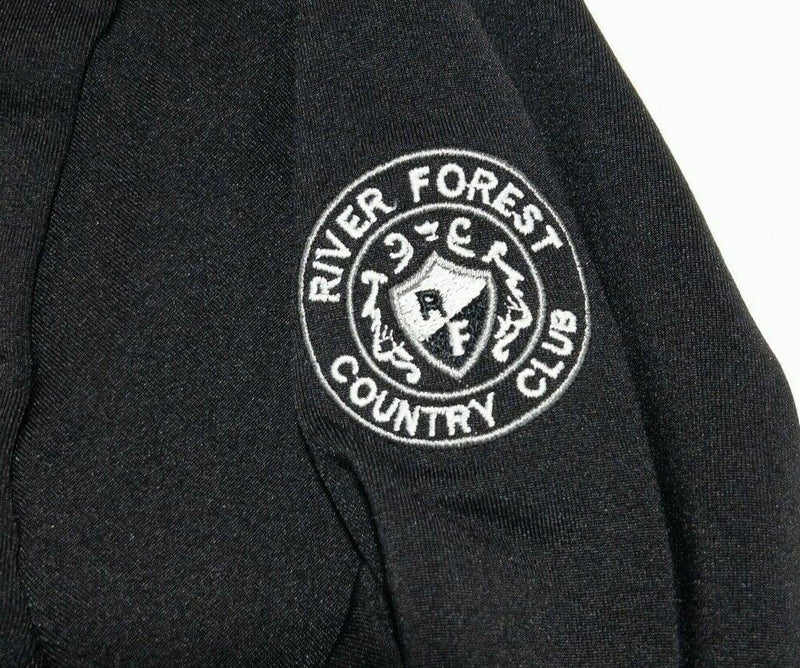 Straight Down Jacket Men's Large Golf 1/4 Zip Solid Black Fleece Pullover