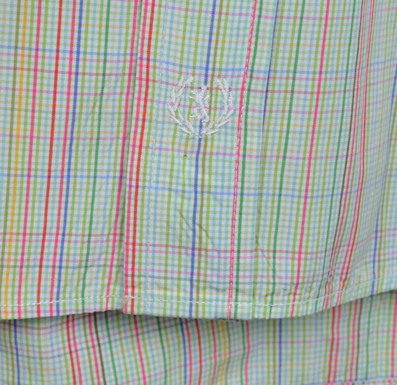 Bugatchi Uomo Men's Large? Flip Cuff Green Multi-Color Plaid Button-Front Shirt