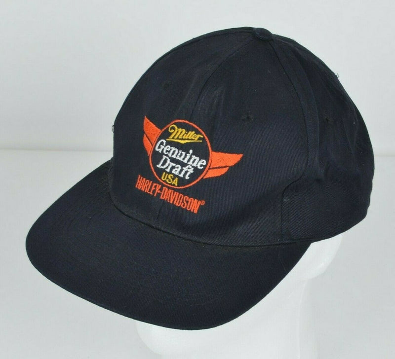 Harley-Davidson Miller Genuine Draft Beer Men's Black Orange Snapback Hat