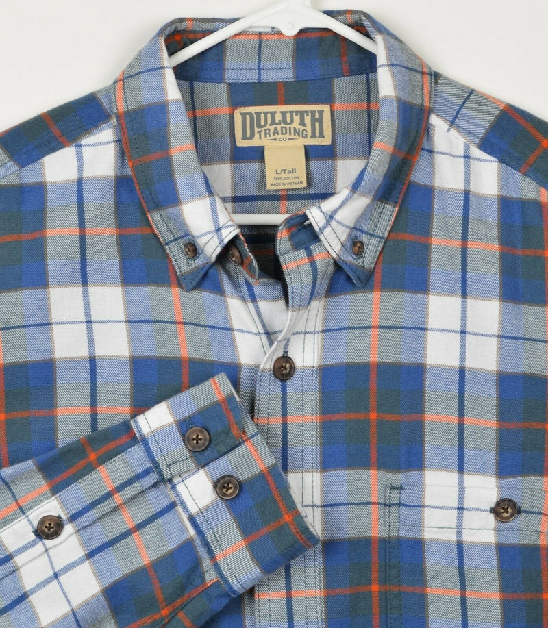 Duluth Trading Co. Men's Sz LT Large Tall Blue Plaid Long Sleeve Flannel Shirt