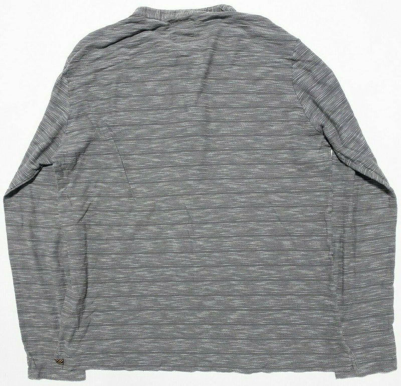 Billy Reid Men's XL Gray Striped Band Collar Modern Long Sleeve Polo Shirt