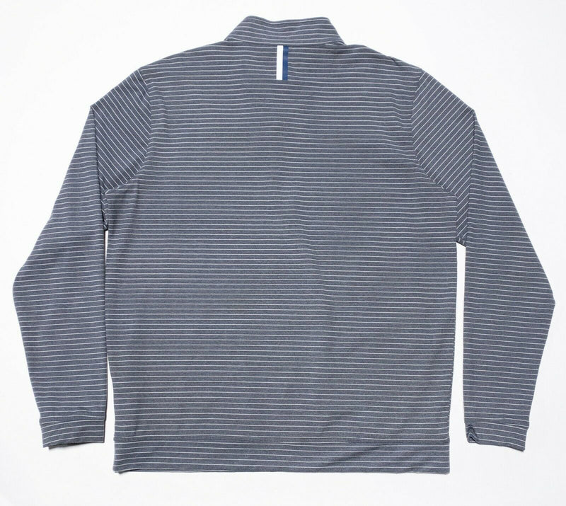 Rhoback Men's 1/4 Zip Golf Pullover Nylon Wicking Gray Stripe Dog Men's Large