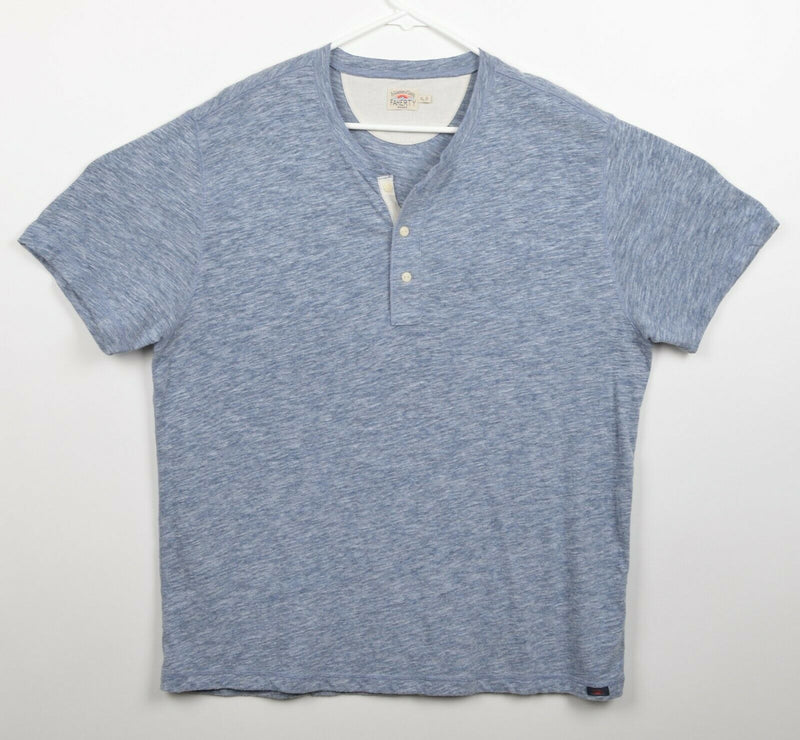 Faherty Brand Men's Sz XL Henley Heather Blue/Gray Cotton Poly Blend Shirt