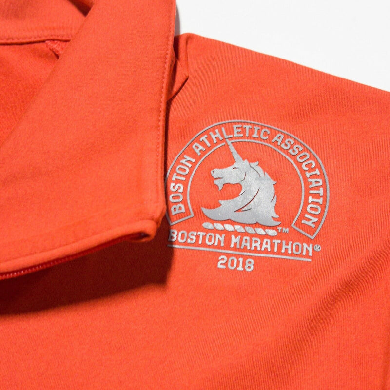Adidas Boston Marathon 2018 Men's Medium Orange 1/4 Zip Running Pullover Jacket