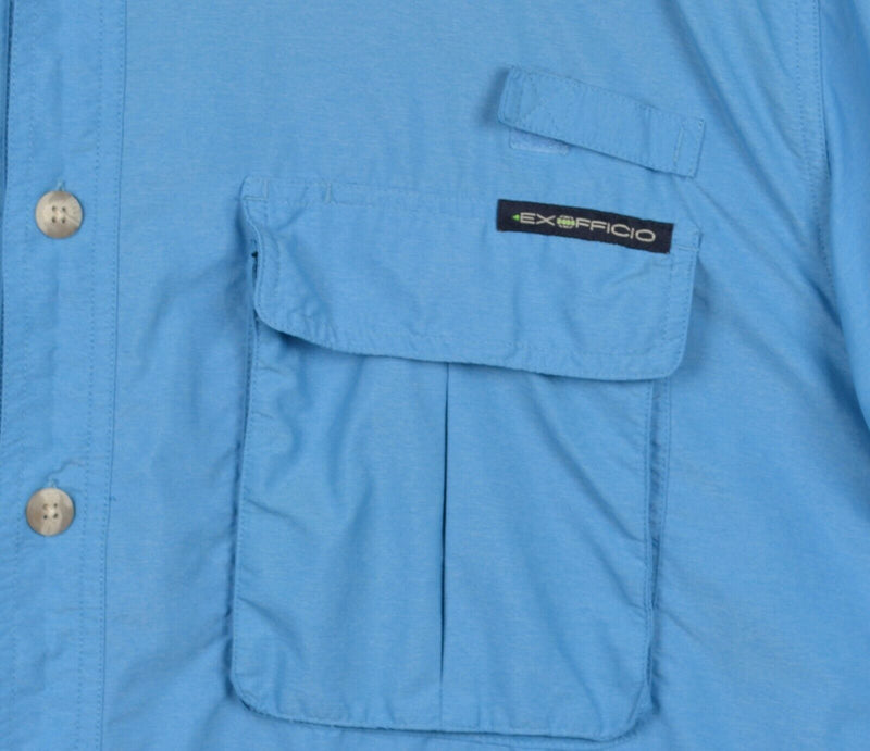 ExOfficio Men's 2XL Vented Blue Fishing Hiking Travel Long Sleeve Button Shirt