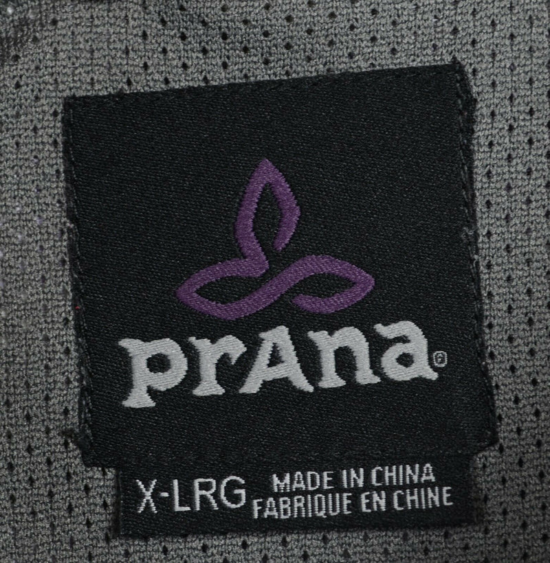 Prana Men's XL Nylon Purple Gray Hiking Fishing Casual Button-Front Shirt