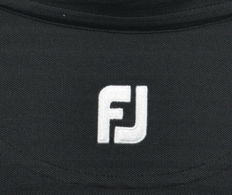 FootJoy Men's Medium Black Striped FJ Golf Wicking Performance Polo Shirt
