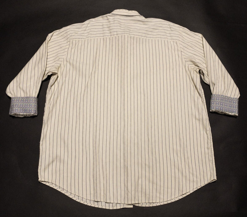 Robert Graham 3XL Big Men's Shirt Flip Cuff Long Sleeve Cream Striped Party Fun