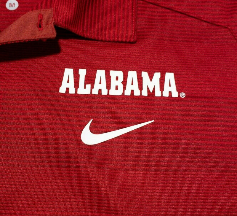 Alabama Nike Polo Medium Men Golf Shirt Wicking Dri-Fit Red Striped Crimson Tide