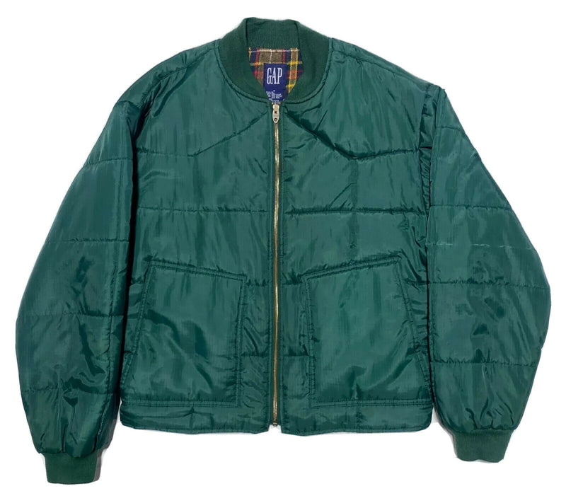Gap Wool Flannel Lined Forest Green Full Zip Vintage Bomber Jacket Men's Medium