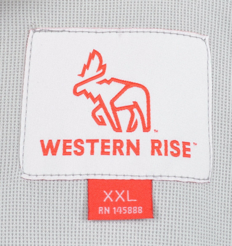 Western Rise Men's 2XL Snap Henley Collar Gray Performance Activewear Top