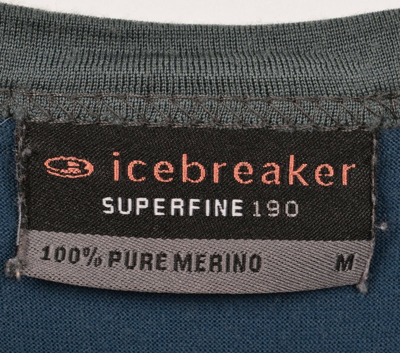Icebreaker Merino Men's Medium Superfine 190 Blue Base Layer Crewneck T-Shirt