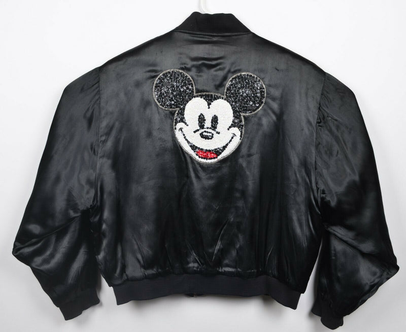 Mickey Mouse Adult XL Disney by Jou Jou Black Sequins Satin Bomber Jacket