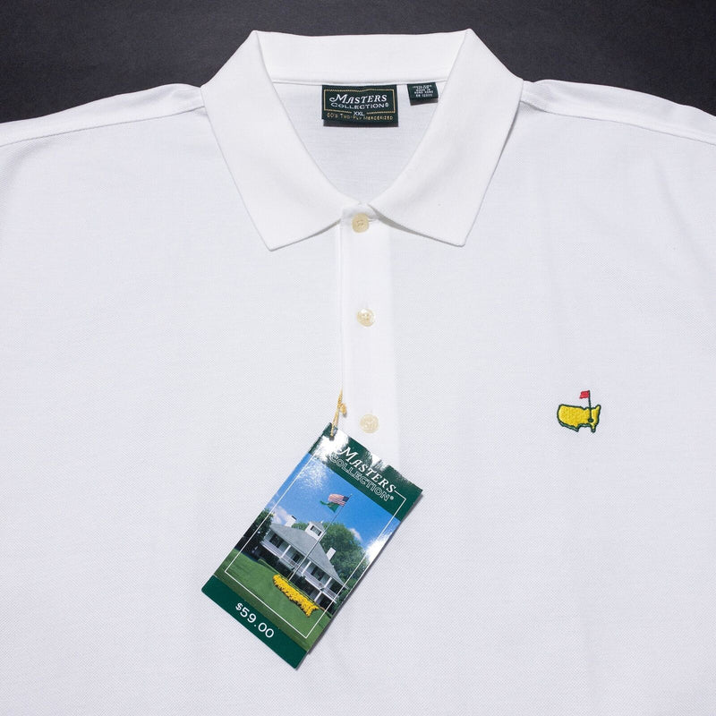 Masters Polo Shirt Men's 2XL Solid White Augusta National Short Sleeve Logo