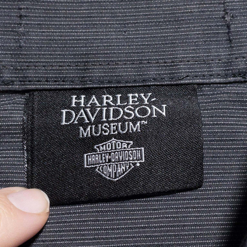 Harley-Davidson Museum Shirt Men's Medium Button-Down Gray Biker Embroidered