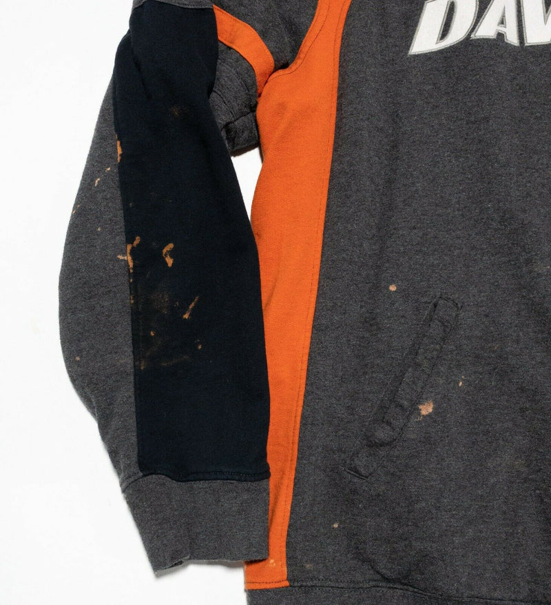 Harley-Davidson Racing Full Zip Hooded Sweatshirt Men's 2XL Gray Orange STAINED