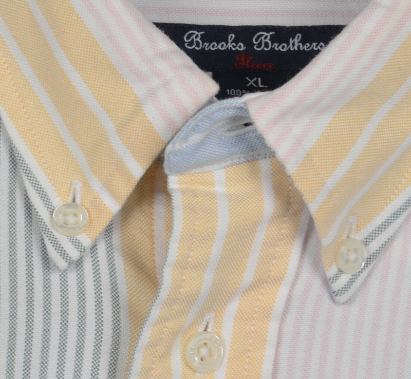 Brooks Brothers Fleece Men's Large? Colorblock Striped Yellow Button-Down Shirt