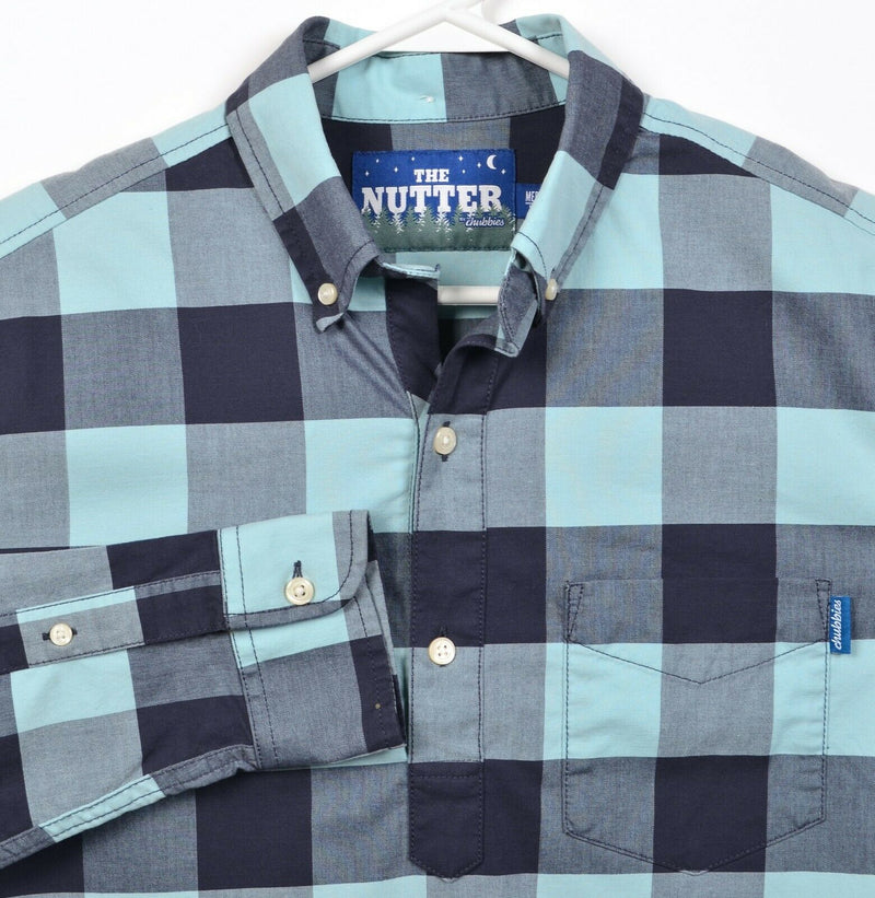 The Nutter Chubbies Men's Medium Blue Green Check Popover Button-Down Shirt