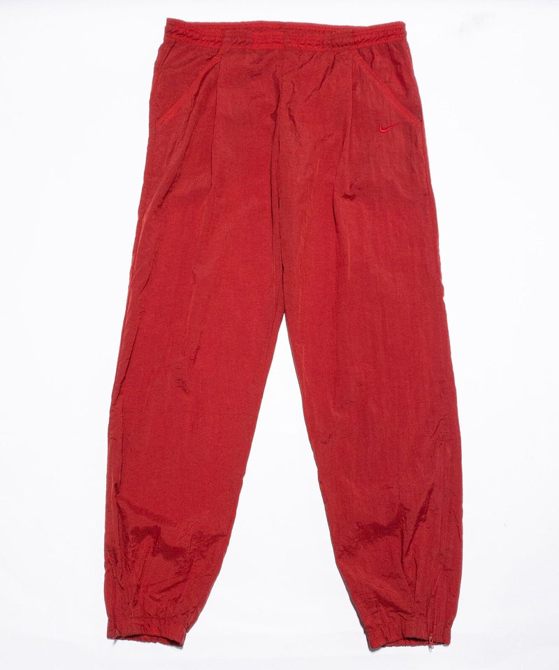 Vintage Nike Windbreaker Pants Men Medium 90s Nike Swoosh Solid Red Swishy Track