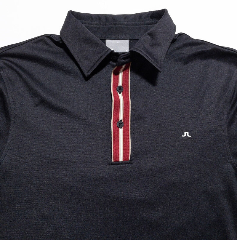 J.Lindeberg Golf Polo Shirt Men' Small Wicking Black Red Tape Stripe FieldSensor