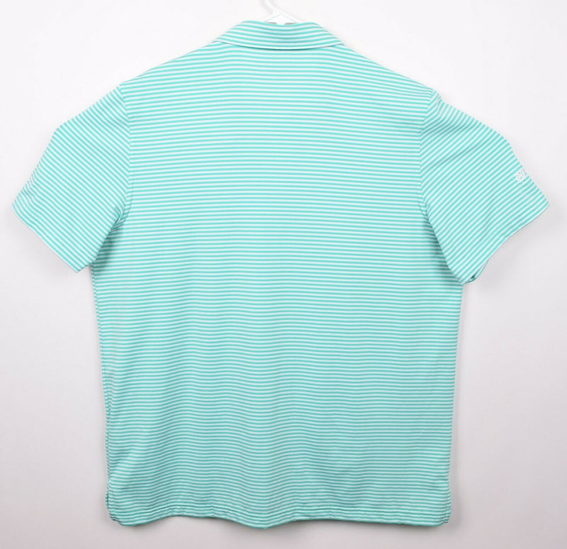 Vineyard Vines Performance Men's Sz XL Green Striped Whale Golf Polo Shirt