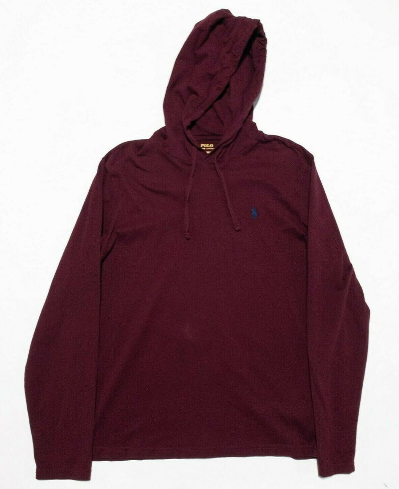 Polo Ralph Lauren Lightweight T-Shirt Hoodie Pullover Burgundy Red Men's Medium