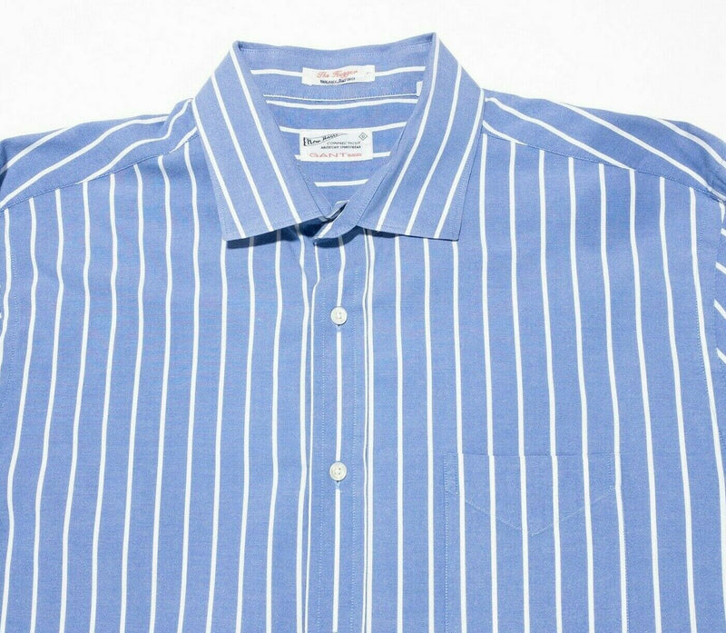 GANT The Hugger Dreamy Oxford Shirt Blue Striped Button-Front Men's XL