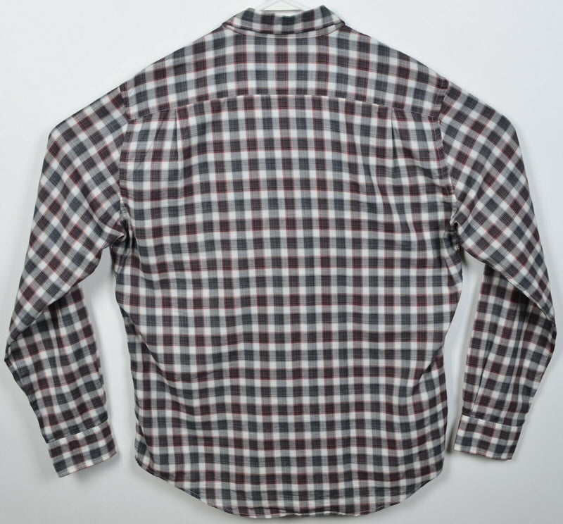 Rodd & Gunn Men's XL Sports Fit Gray Red Check Long Sleeve Button-Front Shirt