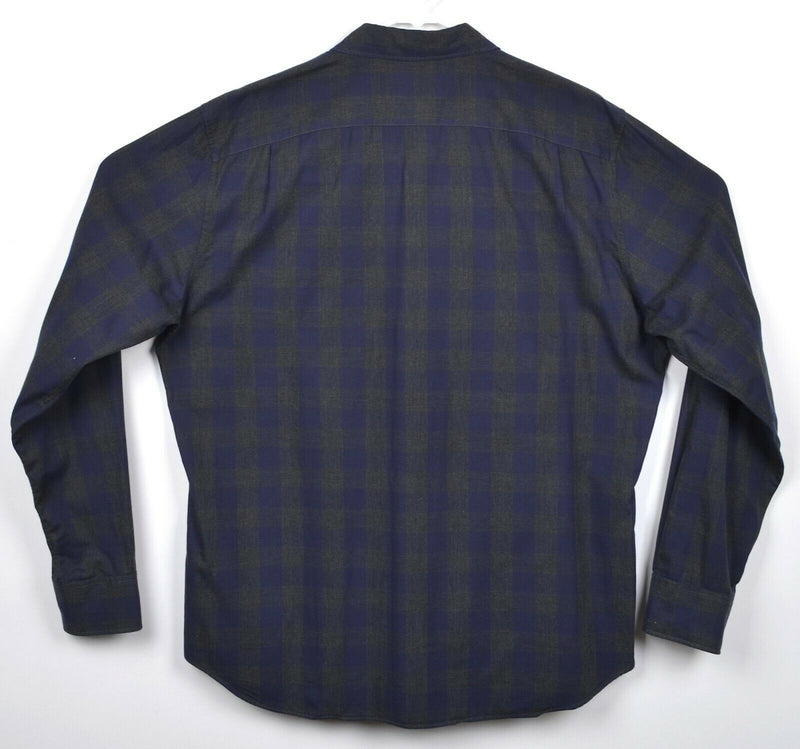 Bonobos Men's XL Slim Fit Navy Blue Gray Buffalo Check Plaid Spread Collar Shirt