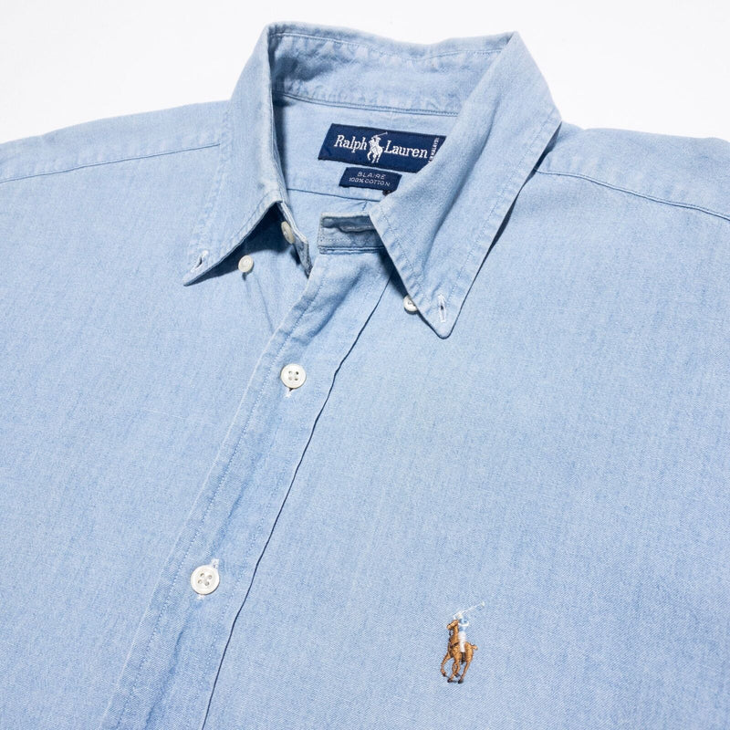 Polo Ralph Lauren Chambray Shirt Men's Medium Blaire Workshirt Button-Down Blue