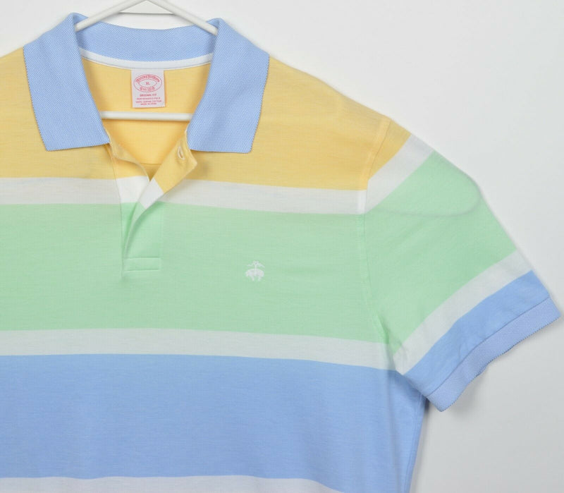 Brooks Brothers Men's XL Original Fit Multi-Color Striped Pastel Polo Shirt