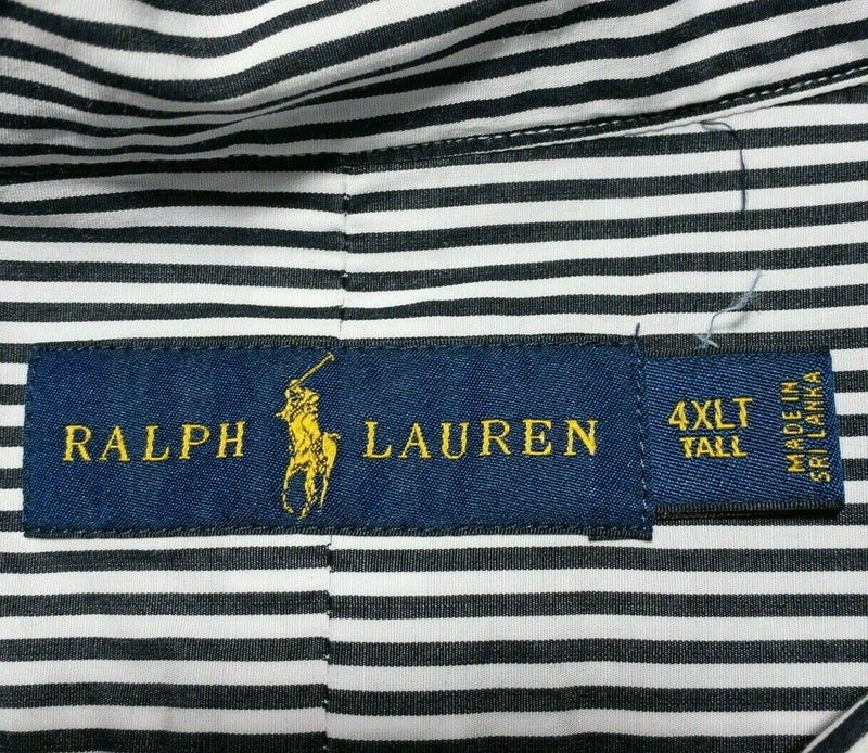 Polo Ralph Lauren Men's 4XLT (4XL Tall) Button-Down Shirt Black White Striped