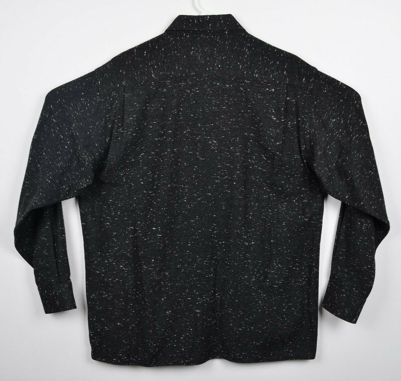 Michel Axel Men's Large Black Made in France Wool? Designer Button-Down Shirt